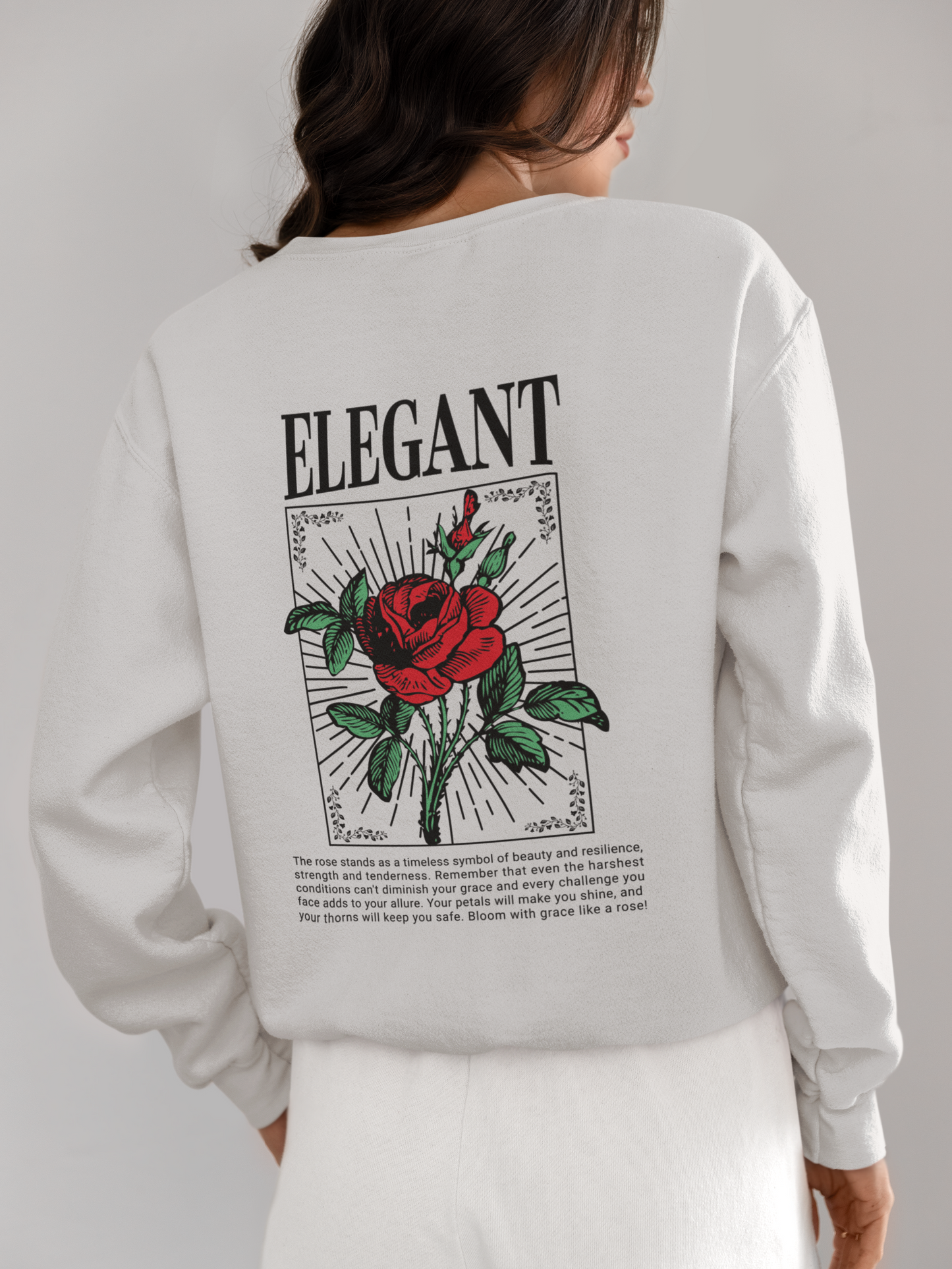 Elegant Rose Heavy Graphic Sweatshirt