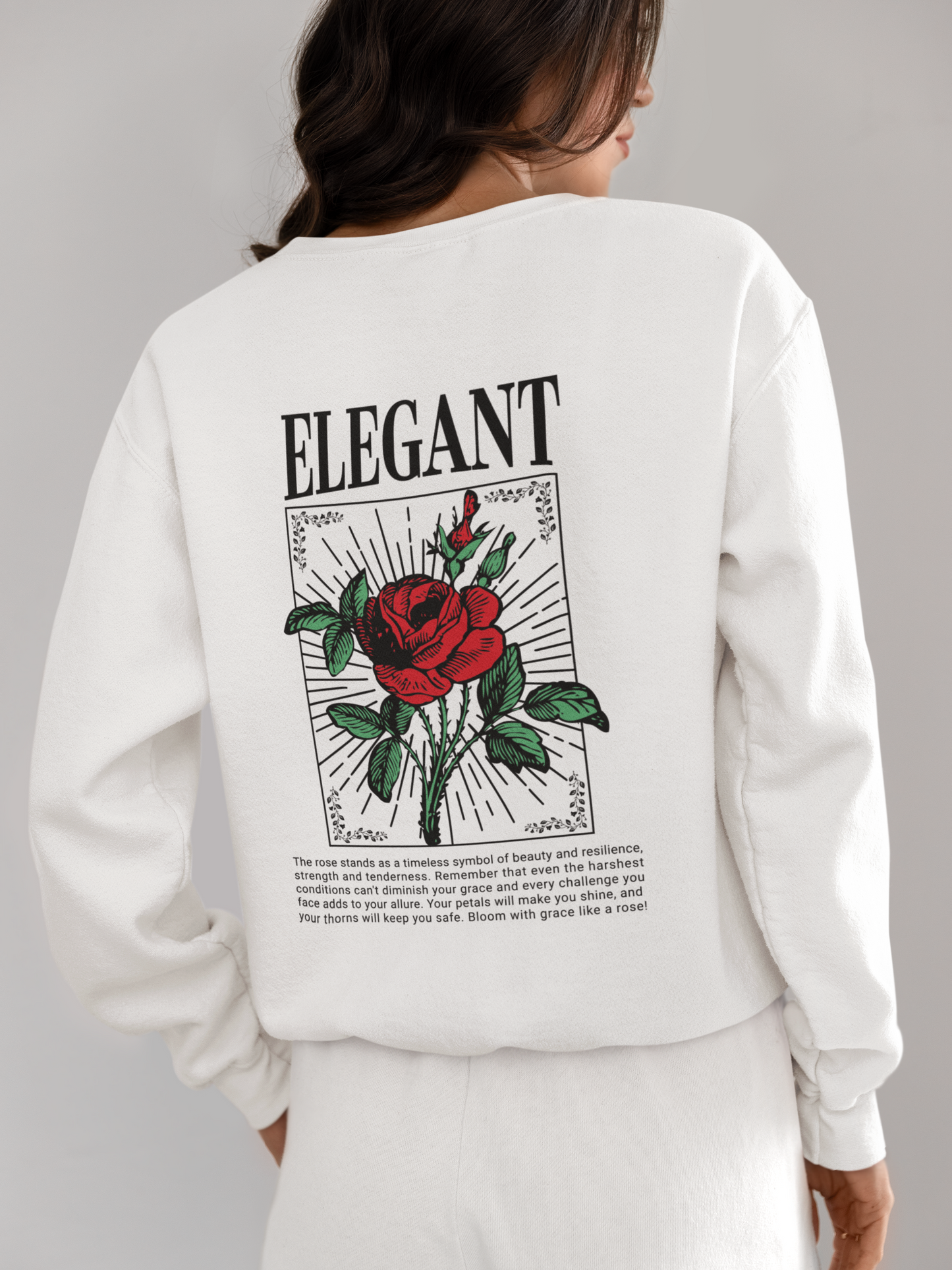 Elegant Rose Heavy Graphic Sweatshirt