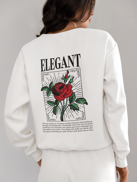 Elegant Rose Heavy Graphic Sweatshirt