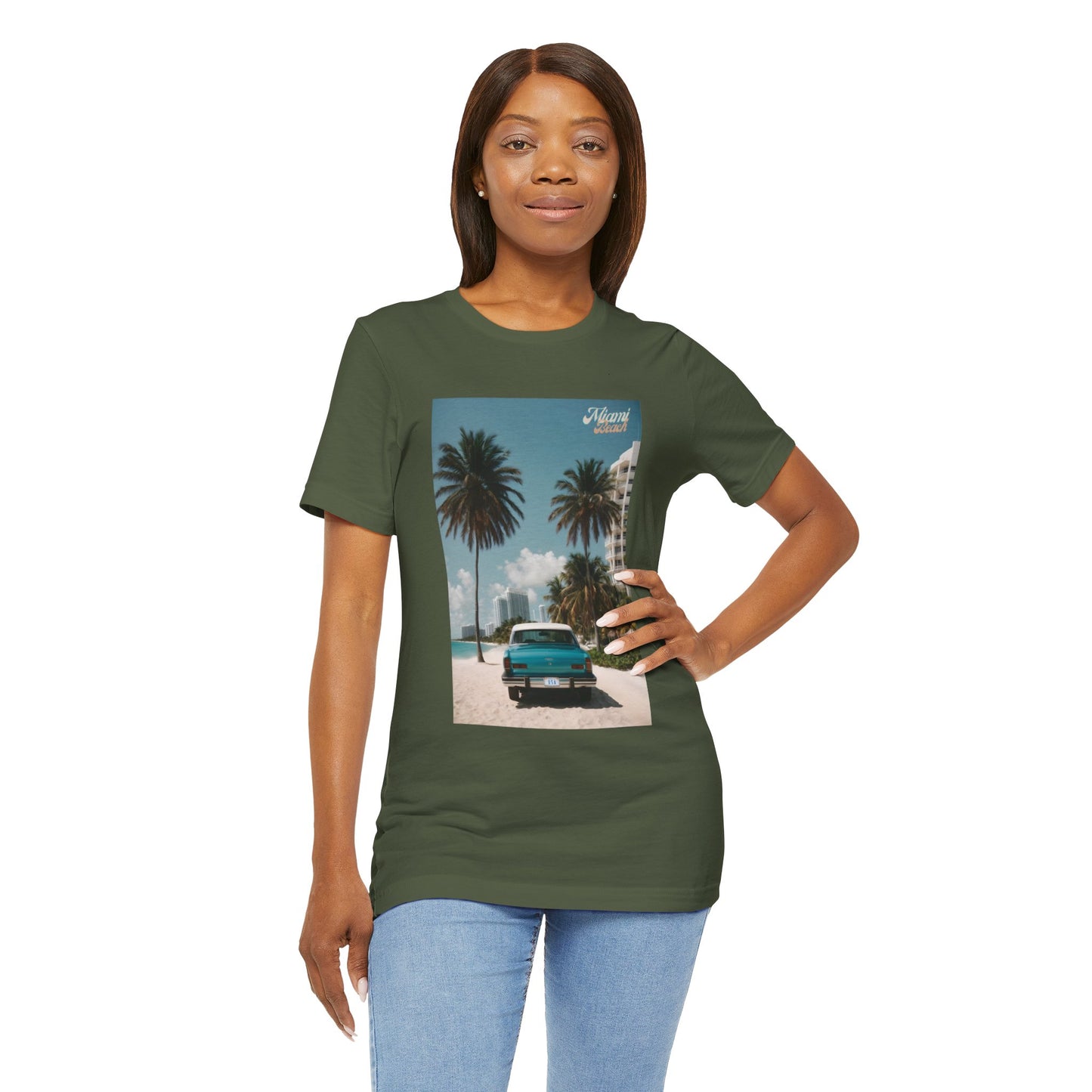 Vintage Car Miami Beach Jersey Short Sleeve Tee