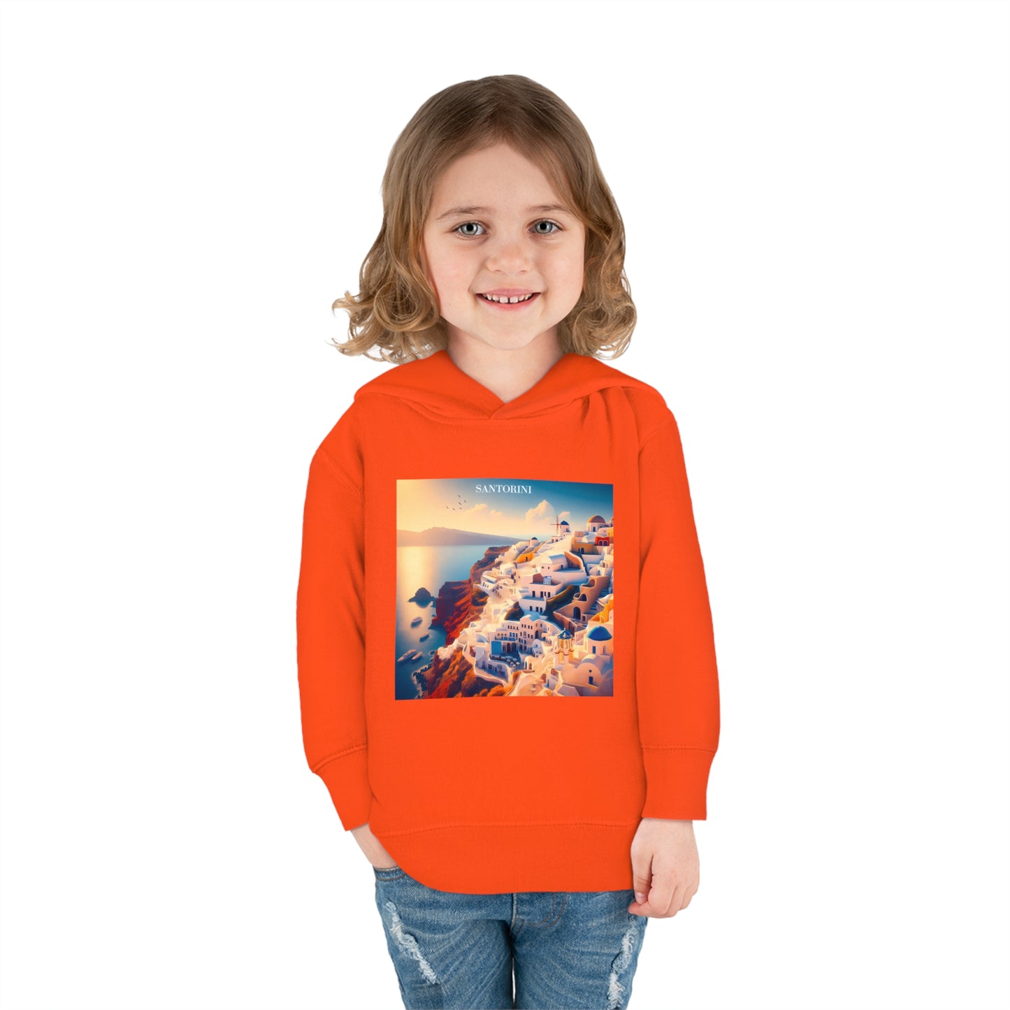 Santorini Sunset Disney Pixar Style Pullover Fleece Hoodie