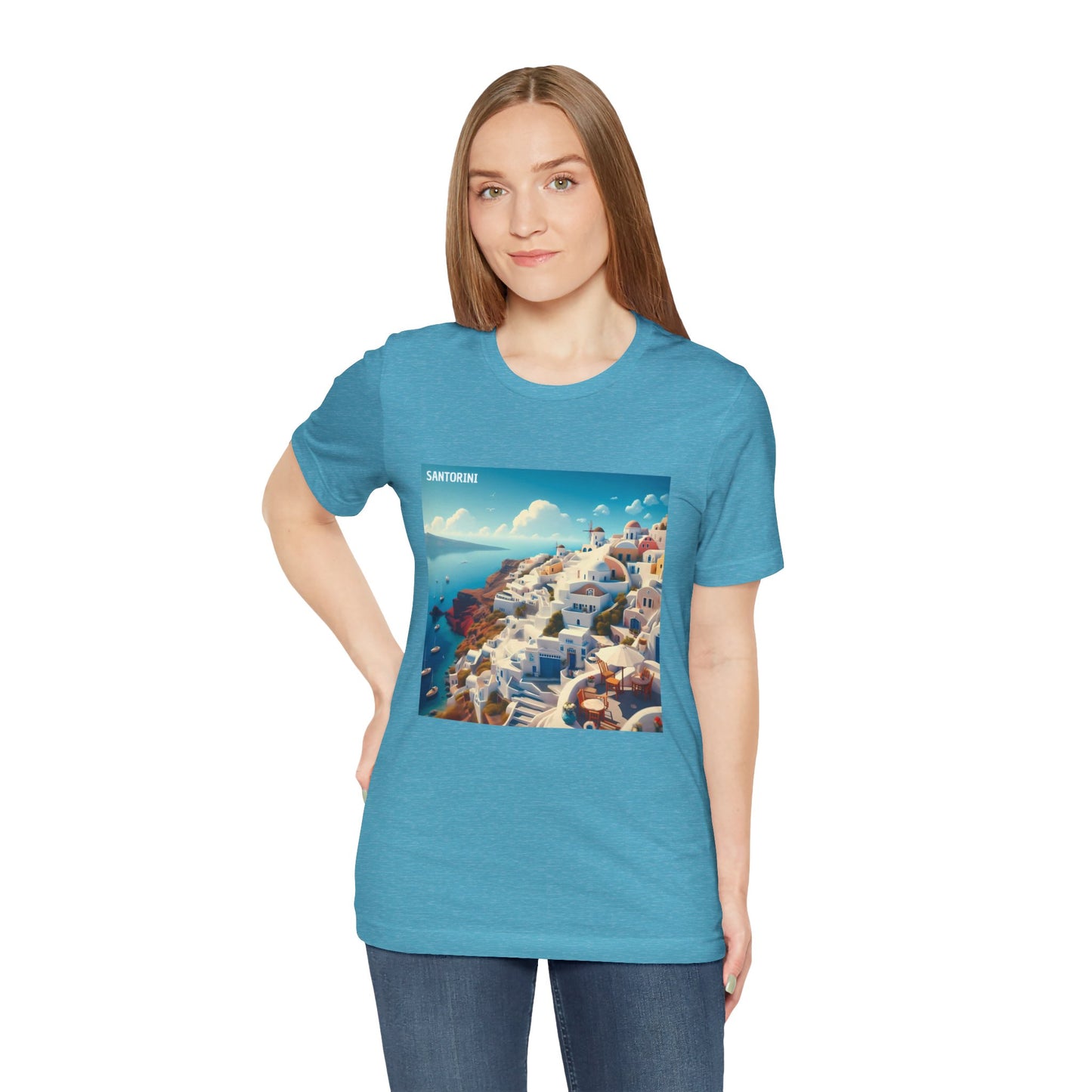 Santorini Oia Disney Pixar Style Jersey Short Sleeve Tee