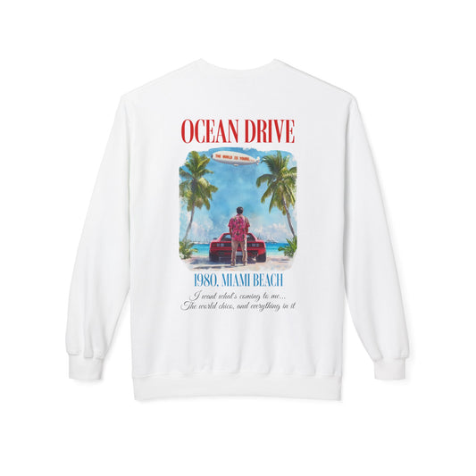 Ocean Drive 1980 Miami Beach Retro Graphic Sweatshirt