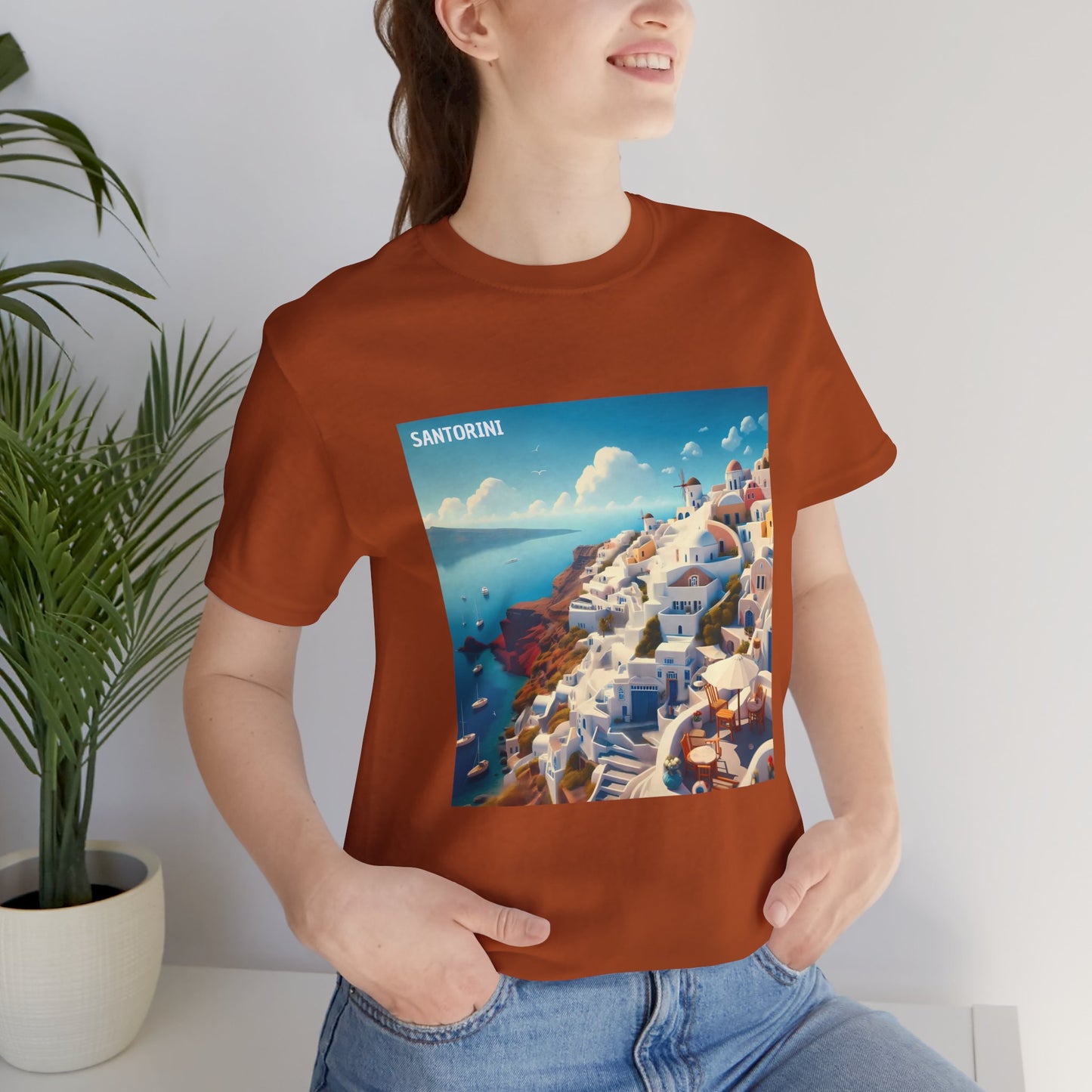 Santorini Oia Disney Pixar Style Jersey Short Sleeve Tee