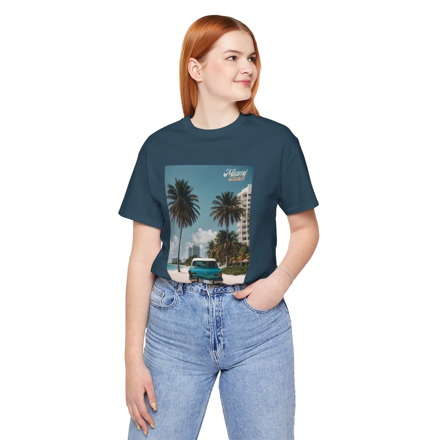 Vintage Car Miami Beach Jersey Short Sleeve Tee