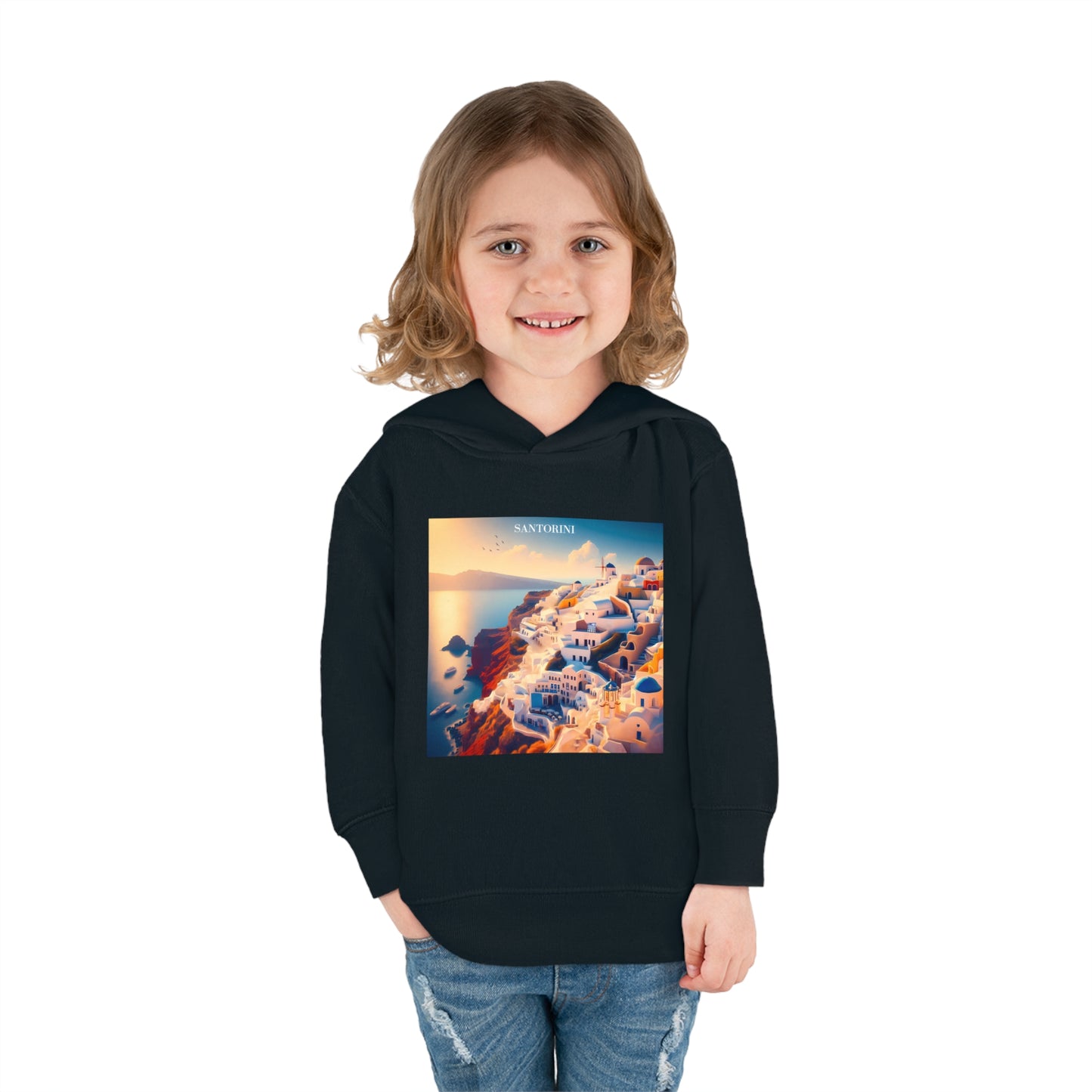 Santorini Sunset Disney Pixar Style Pullover Fleece Hoodie