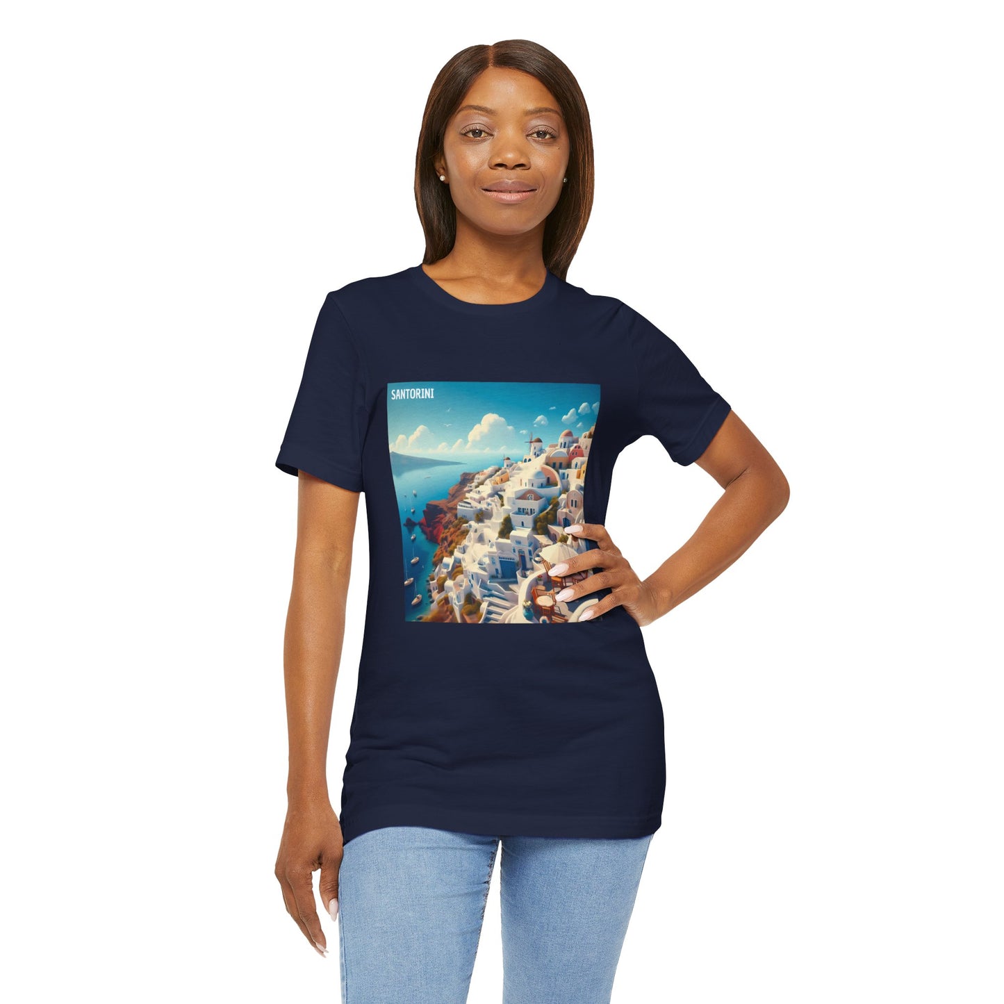 Santorini Oia Disney Pixar Style Jersey Short Sleeve Tee