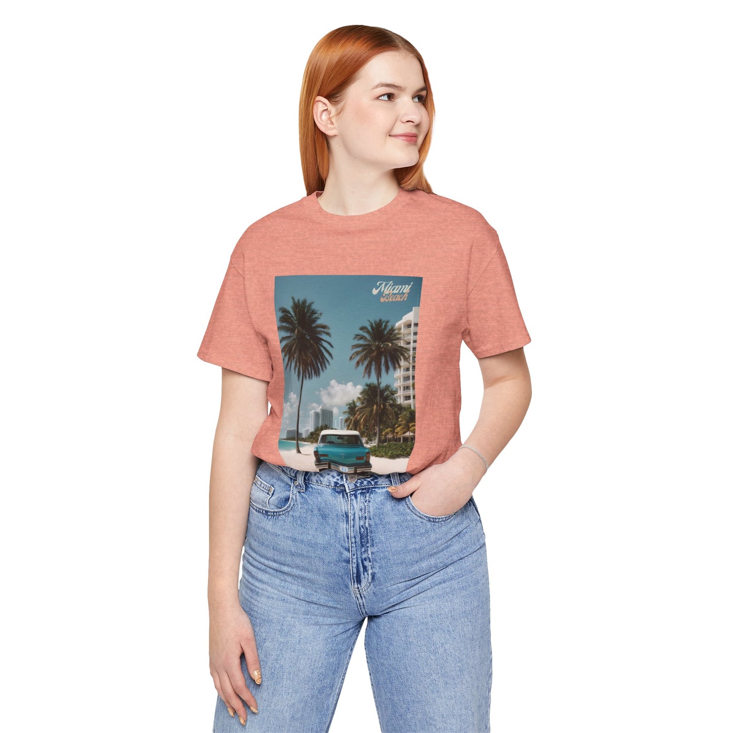 Vintage Car Miami Beach Jersey Short Sleeve Tee