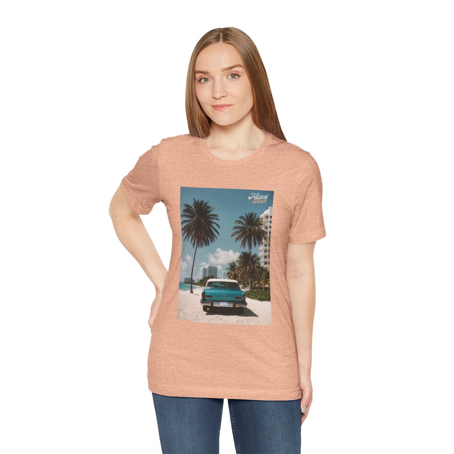 Vintage Car Miami Beach Jersey Short Sleeve Tee