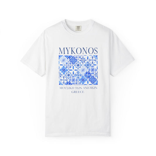 Mykonos Vintage Mosaic Graphic T-Shirt - Greece Travel Tee