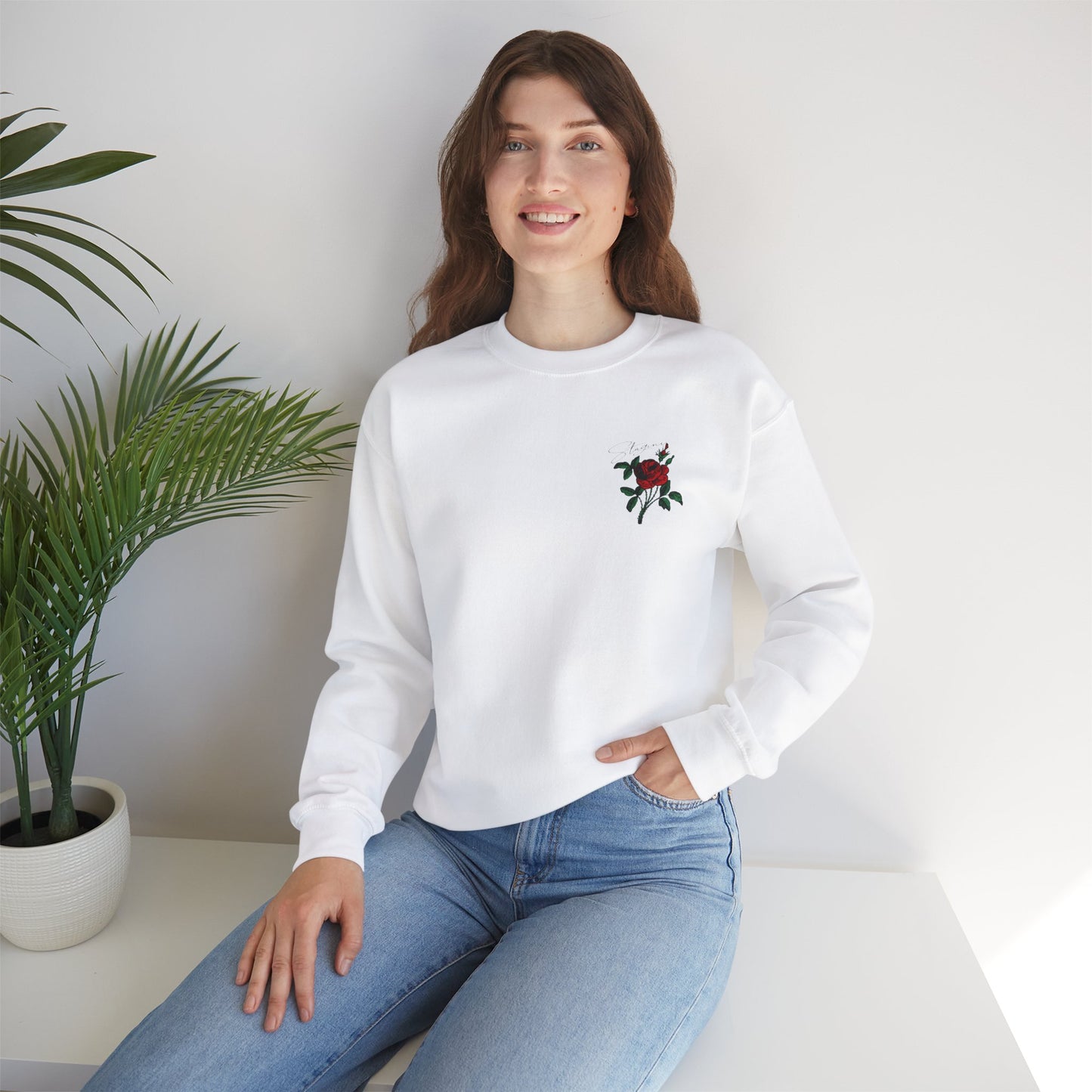 Elegant Rose Heavy Graphic Sweatshirt
