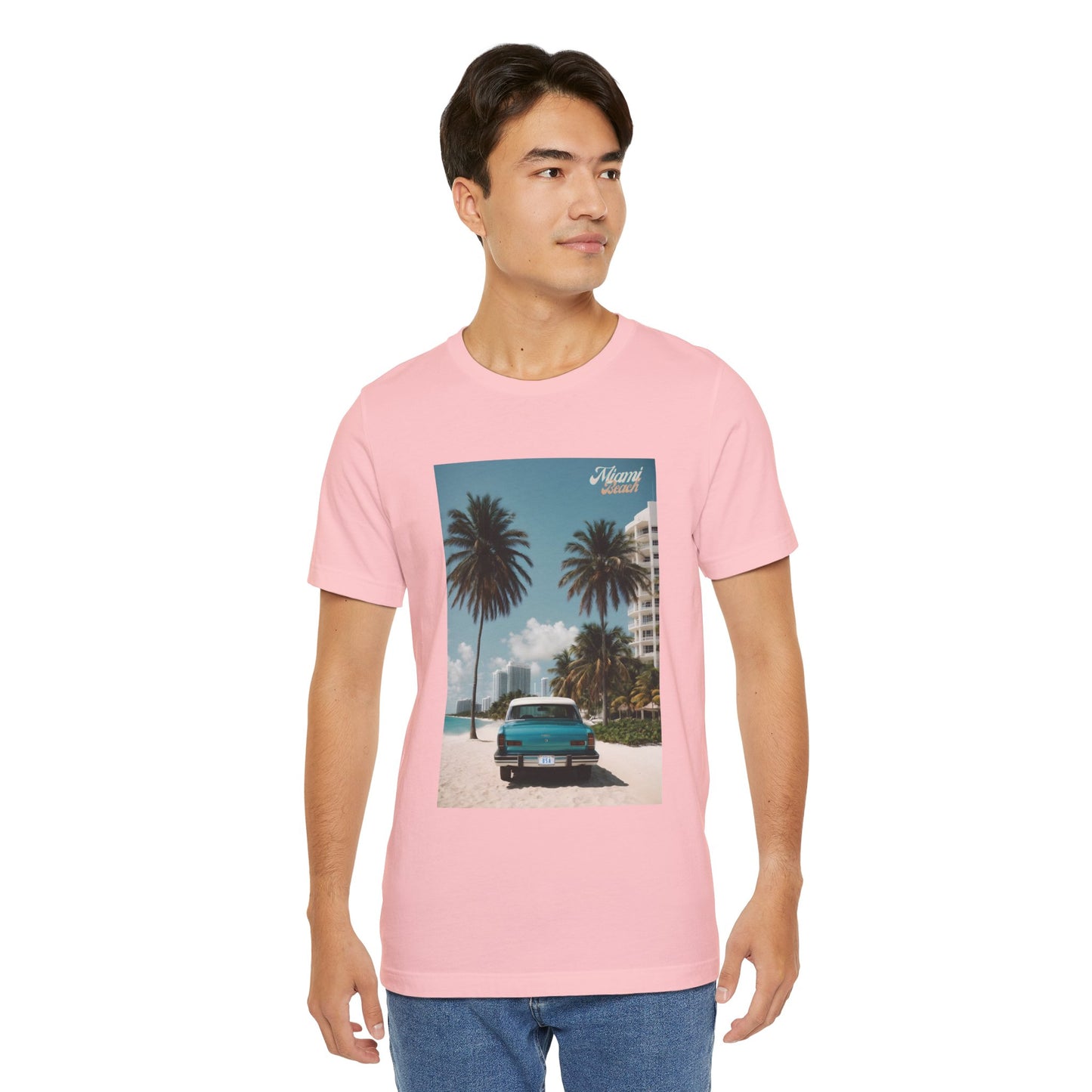 Vintage Car On The Beach Jersey Short Sleeve Tee