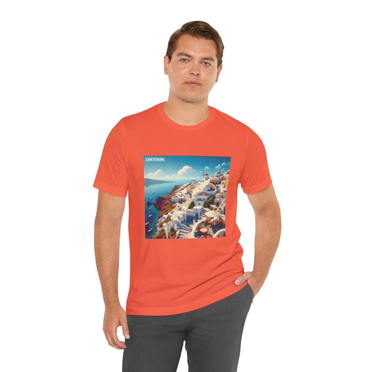 Santorini Oia Disney Pixar Style Jersey Short Sleeve Tee