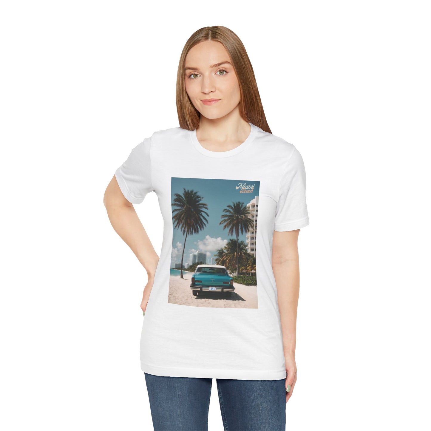 Vintage Car Miami Beach Jersey Short Sleeve Tee