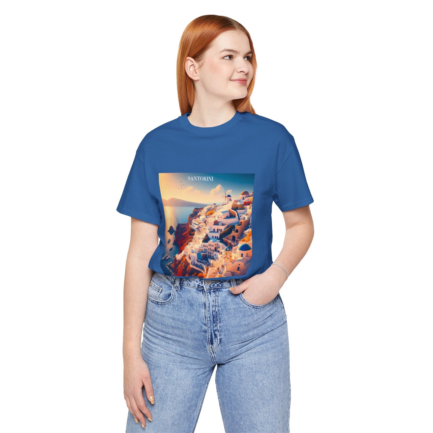 Santorini Sunset Disney Pixar Style Jersey Short Sleeve Tee