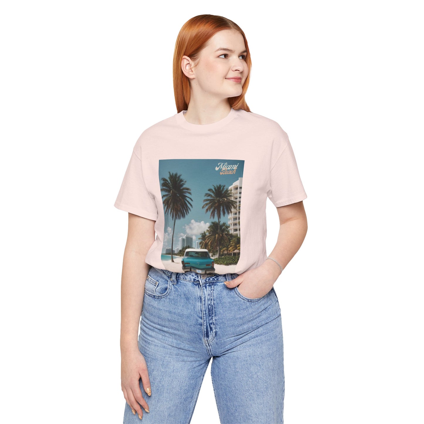 Vintage Car Miami Beach Jersey Short Sleeve Tee