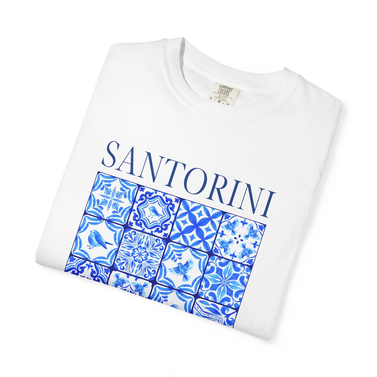 Santorini Vintage Mosaic Graphic T-Shirt - Greece Travel Tee