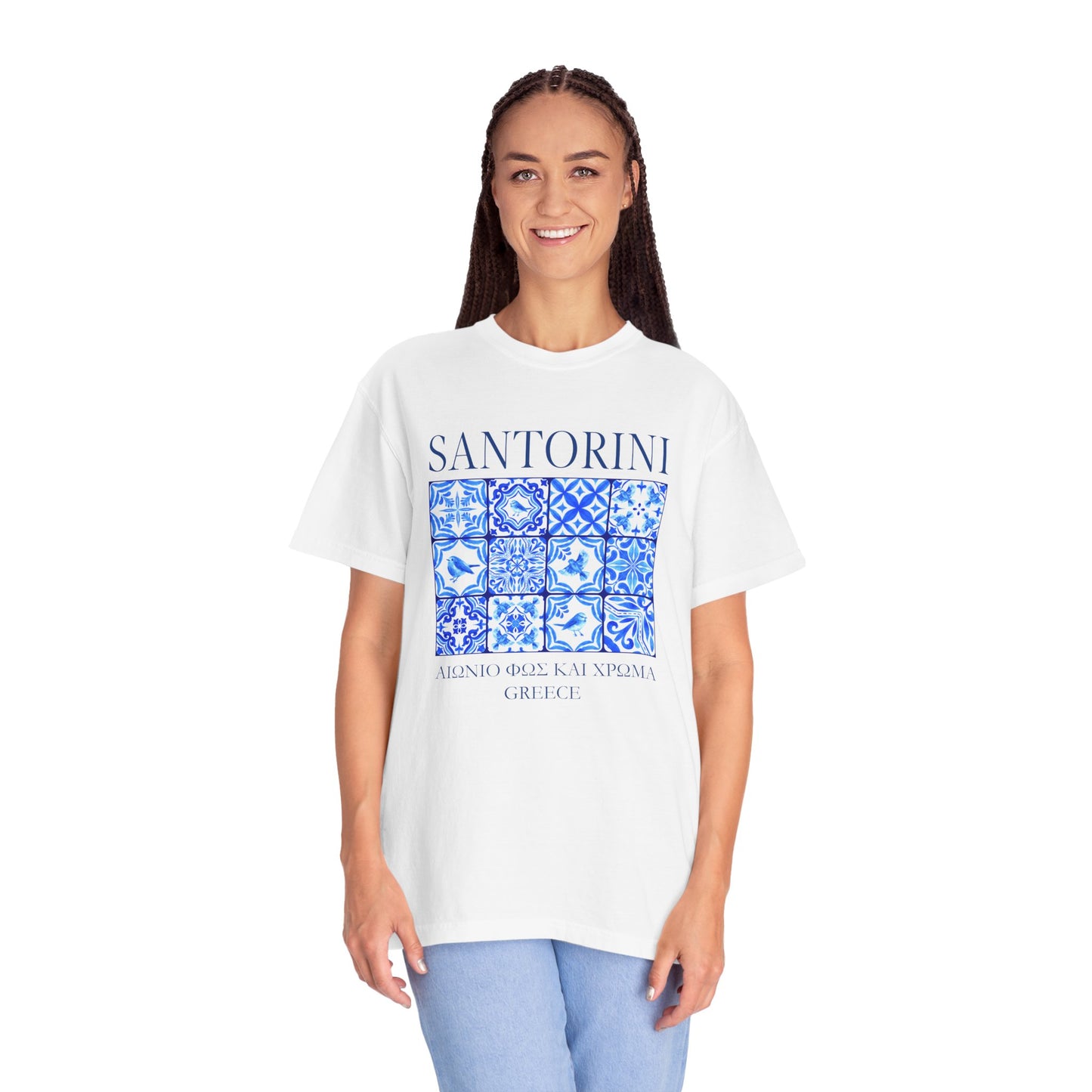 Santorini Vintage Mosaic Graphic T-Shirt - Greece Travel Tee