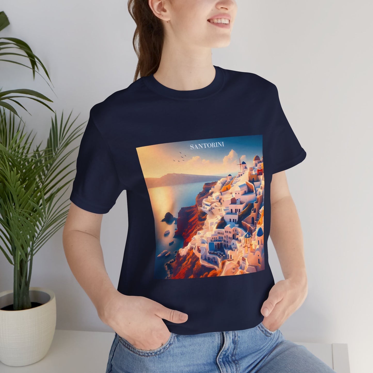 Santorini Sunset Disney Pixar Style Jersey Short Sleeve Tee