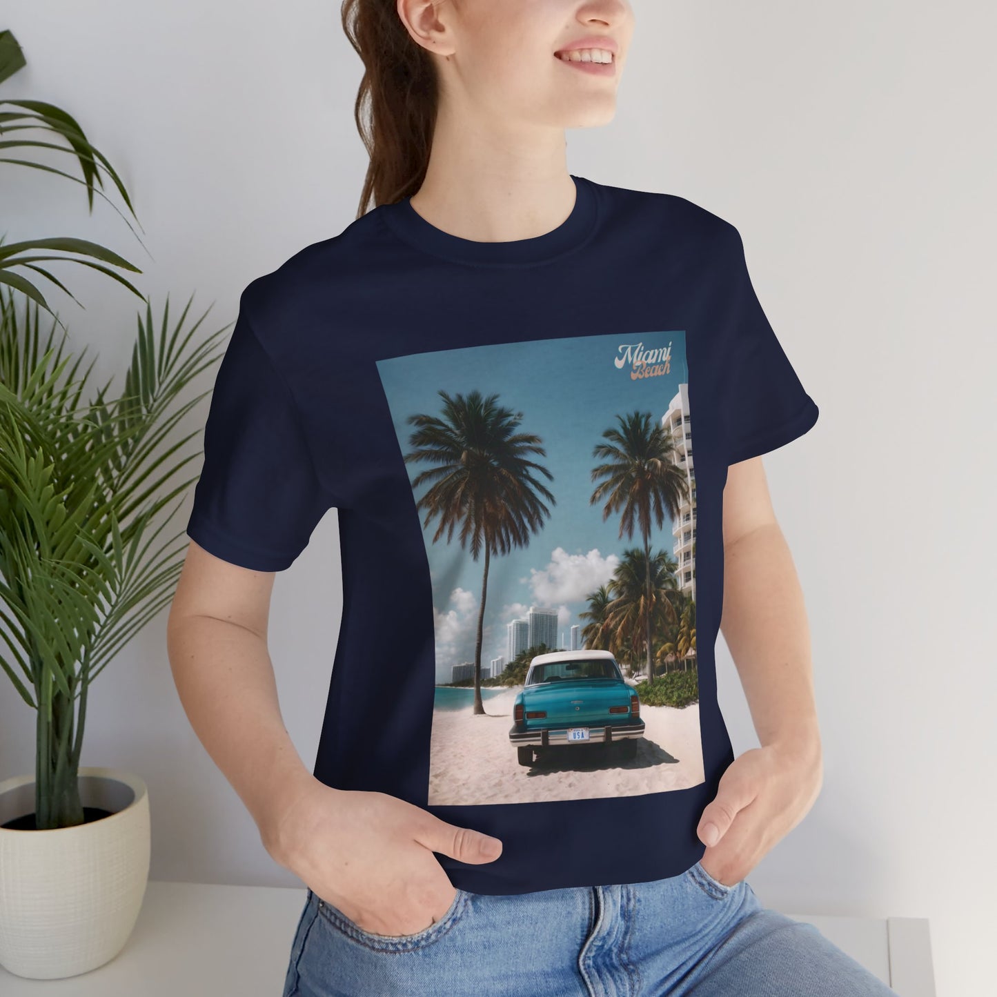 Vintage Car Miami Beach Jersey Short Sleeve Tee