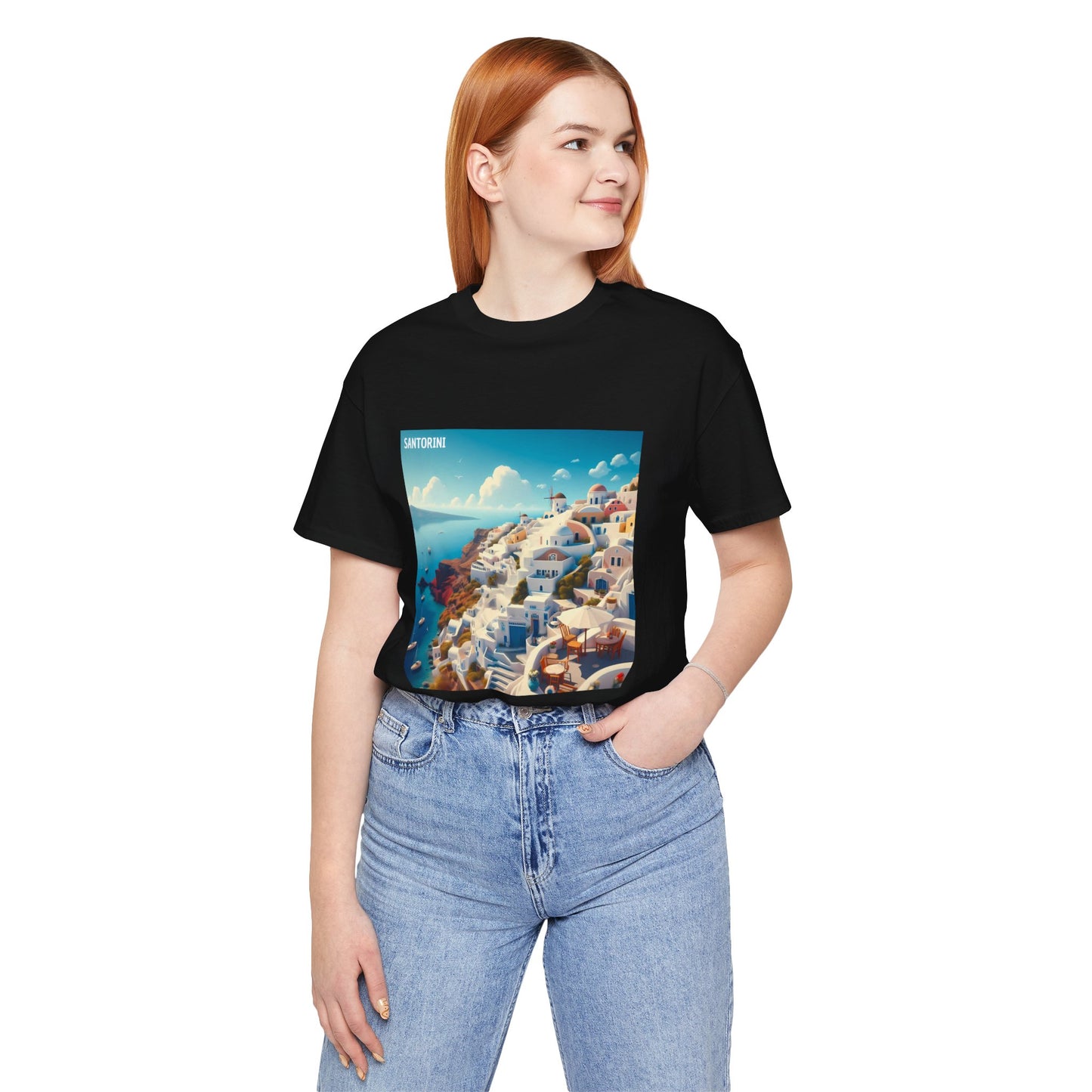 Santorini Oia Disney Pixar Style Jersey Short Sleeve Tee