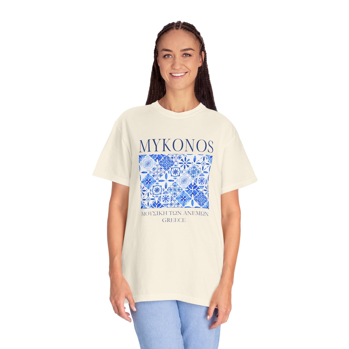 Mykonos Vintage Mosaic Graphic T-Shirt - Greece Travel Tee