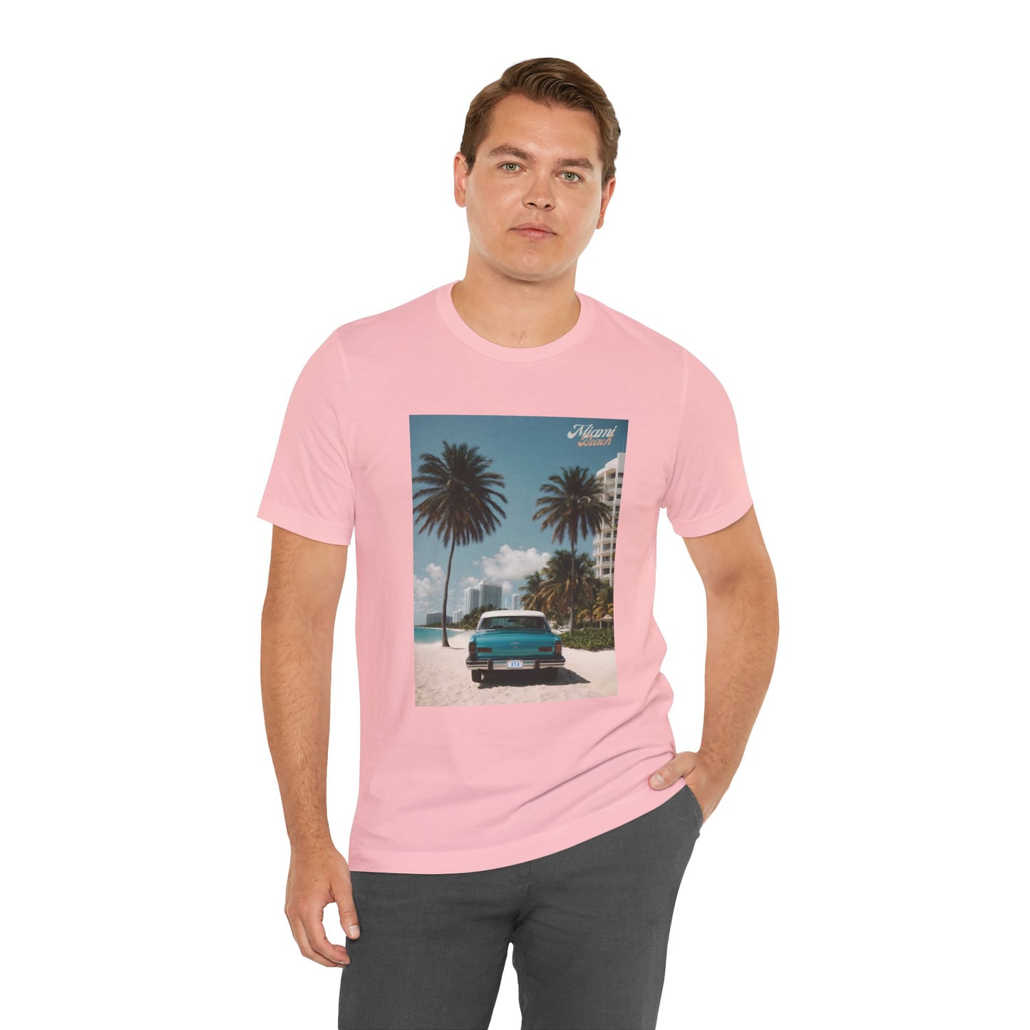 Vintage Car On The Beach Jersey Short Sleeve Tee