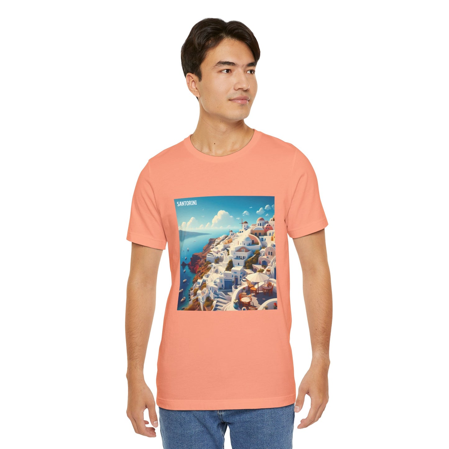 Santorini Oia Disney Pixar Style Jersey Short Sleeve Tee