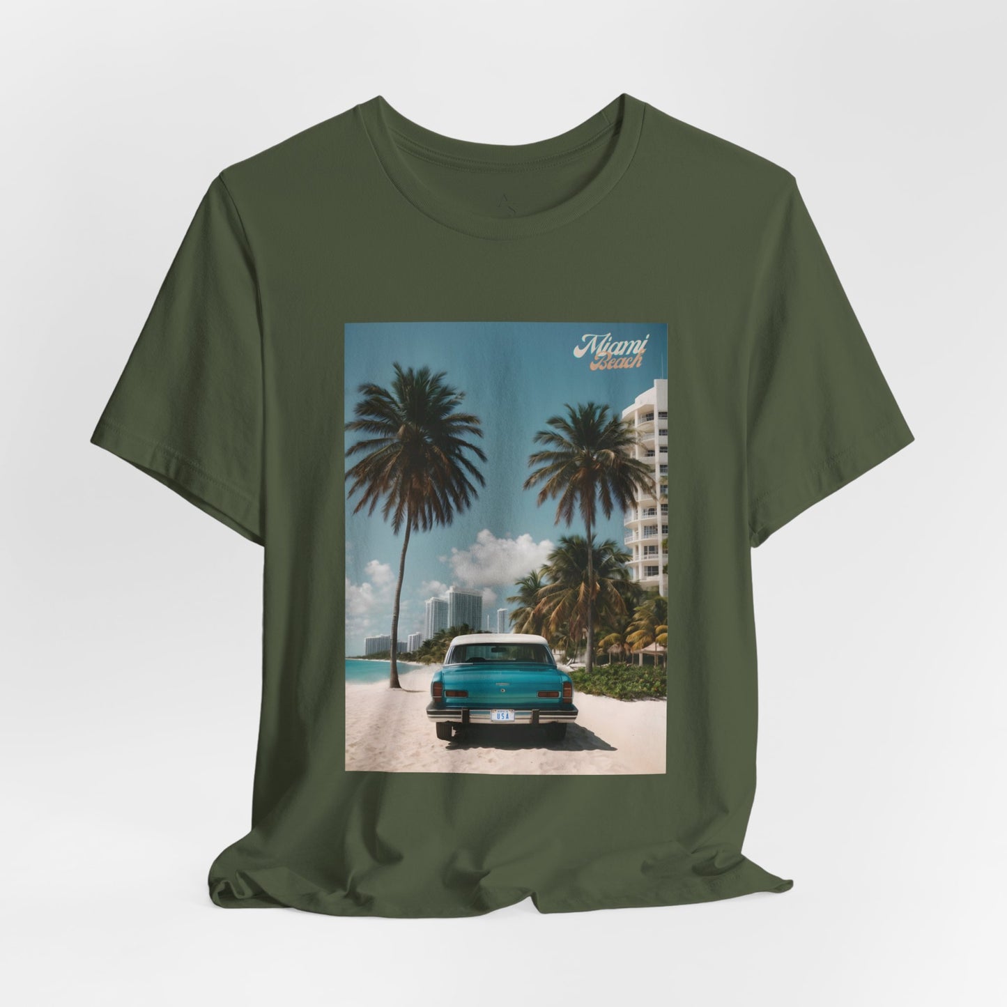 Vintage Car Miami Beach Jersey Short Sleeve Tee