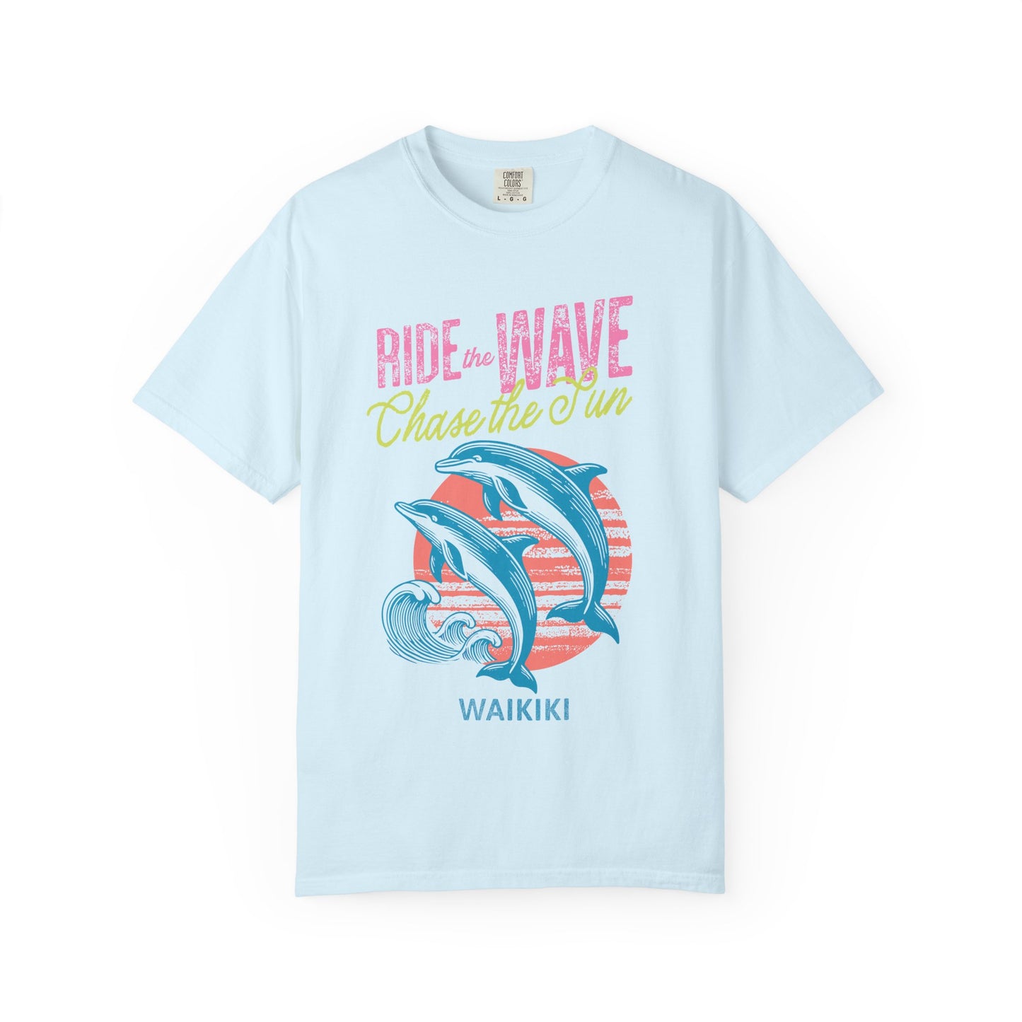 Waikiki Hawaii Surfing Dolphins Graphic T-Shirt