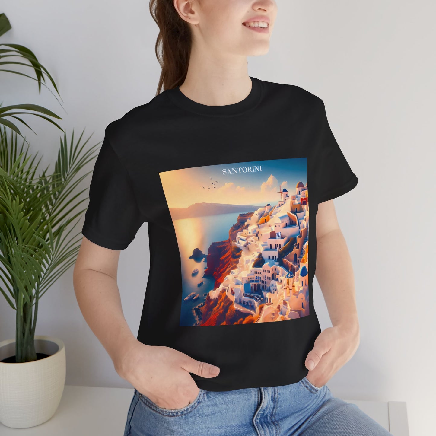 Santorini Sunset Disney Pixar Style Jersey Short Sleeve Tee