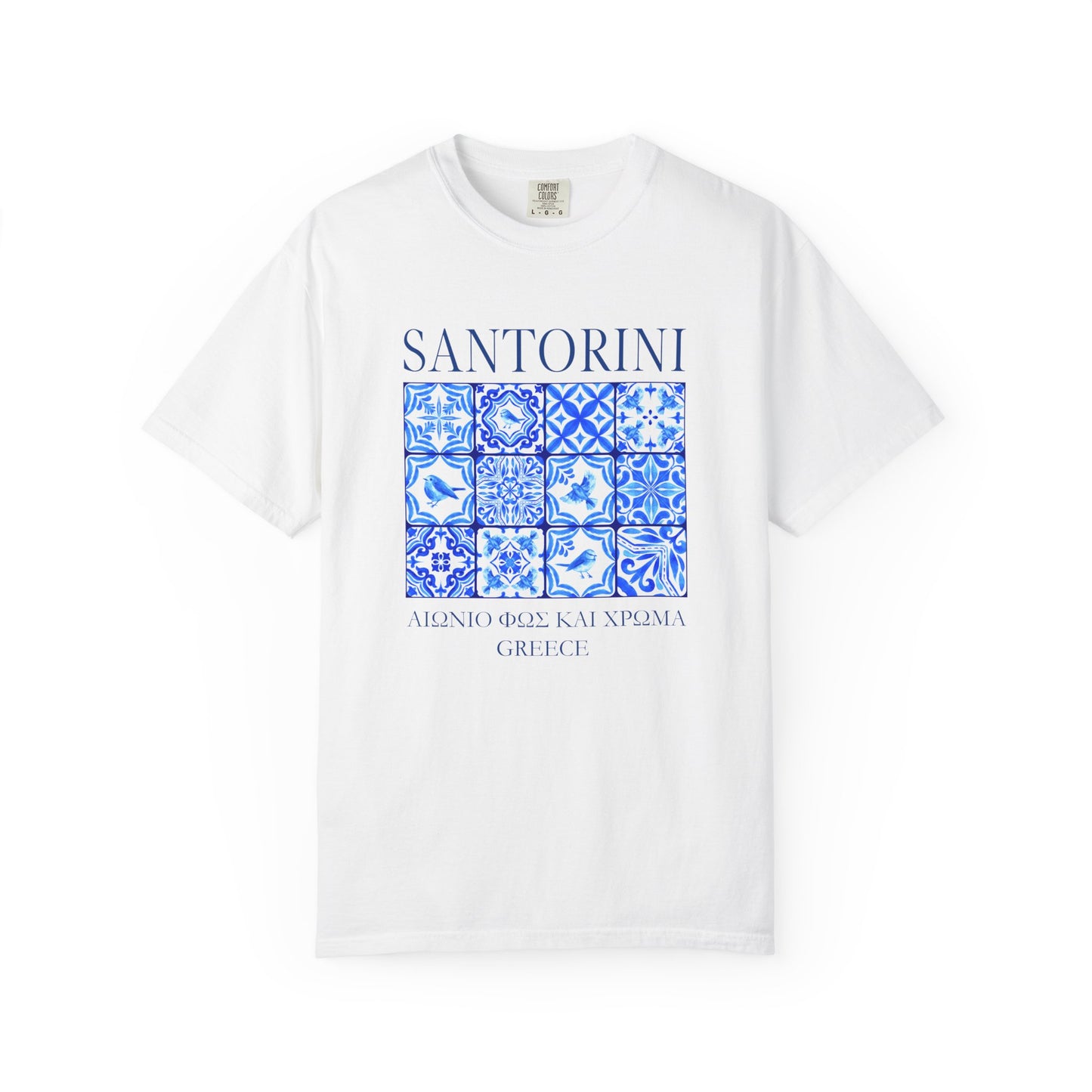 Santorini Vintage Mosaic Graphic T-Shirt - Greece Travel Tee