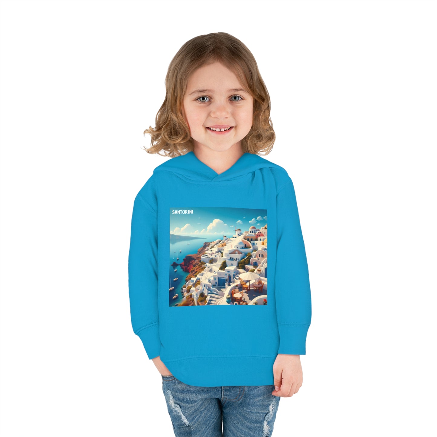 Santorini Oia Disney Pixar Style Toddler Pullover Fleece Hoodie