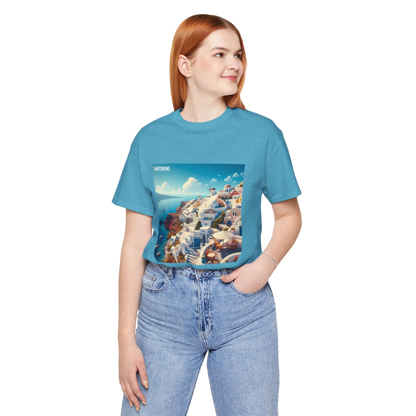 Santorini Oia Disney Pixar Style Jersey Short Sleeve Tee