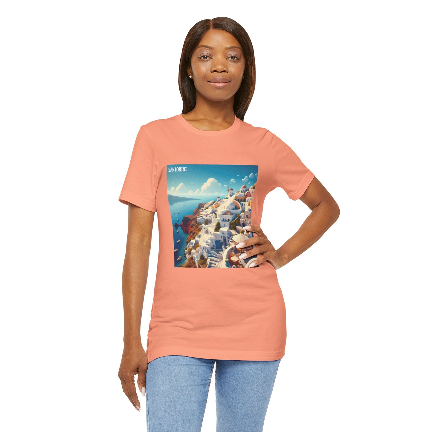 Santorini Oia Disney Pixar Style Jersey Short Sleeve Tee