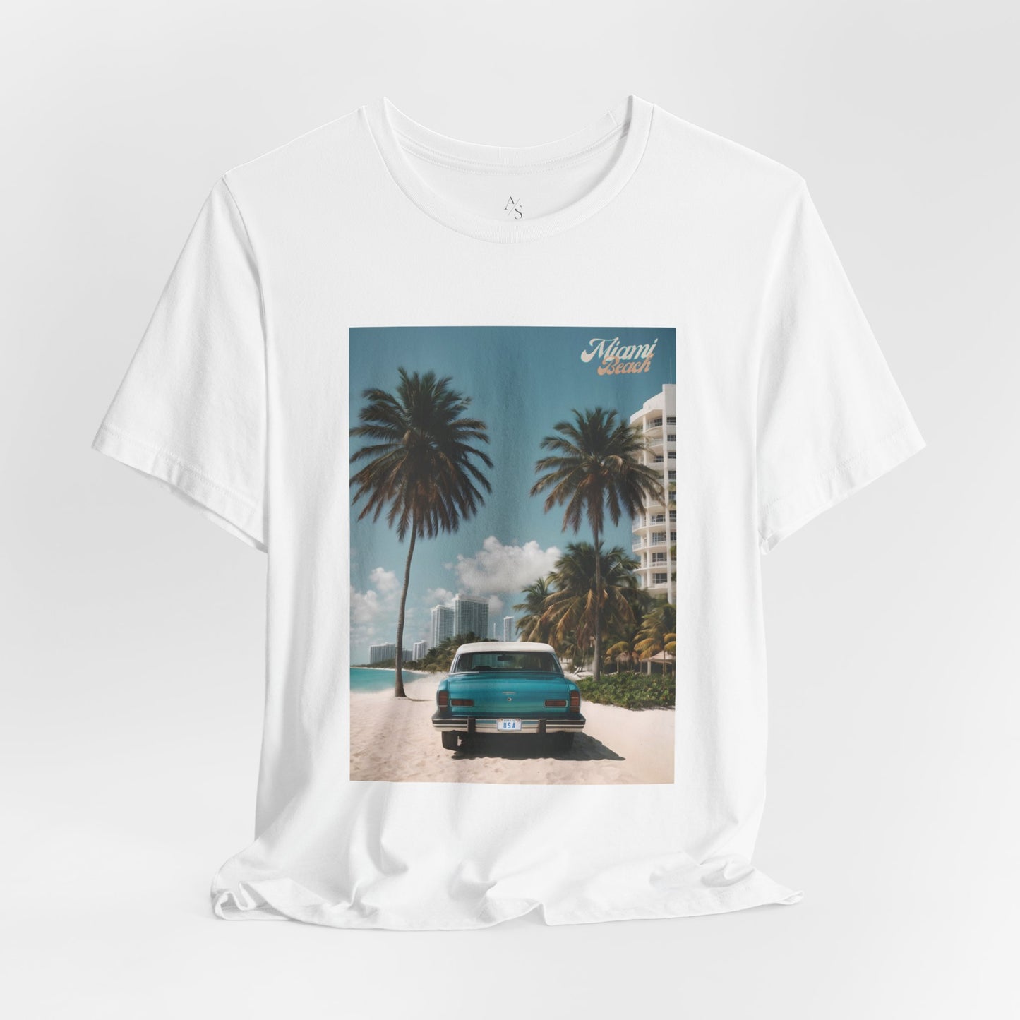 Vintage Car Miami Beach Jersey Short Sleeve Tee