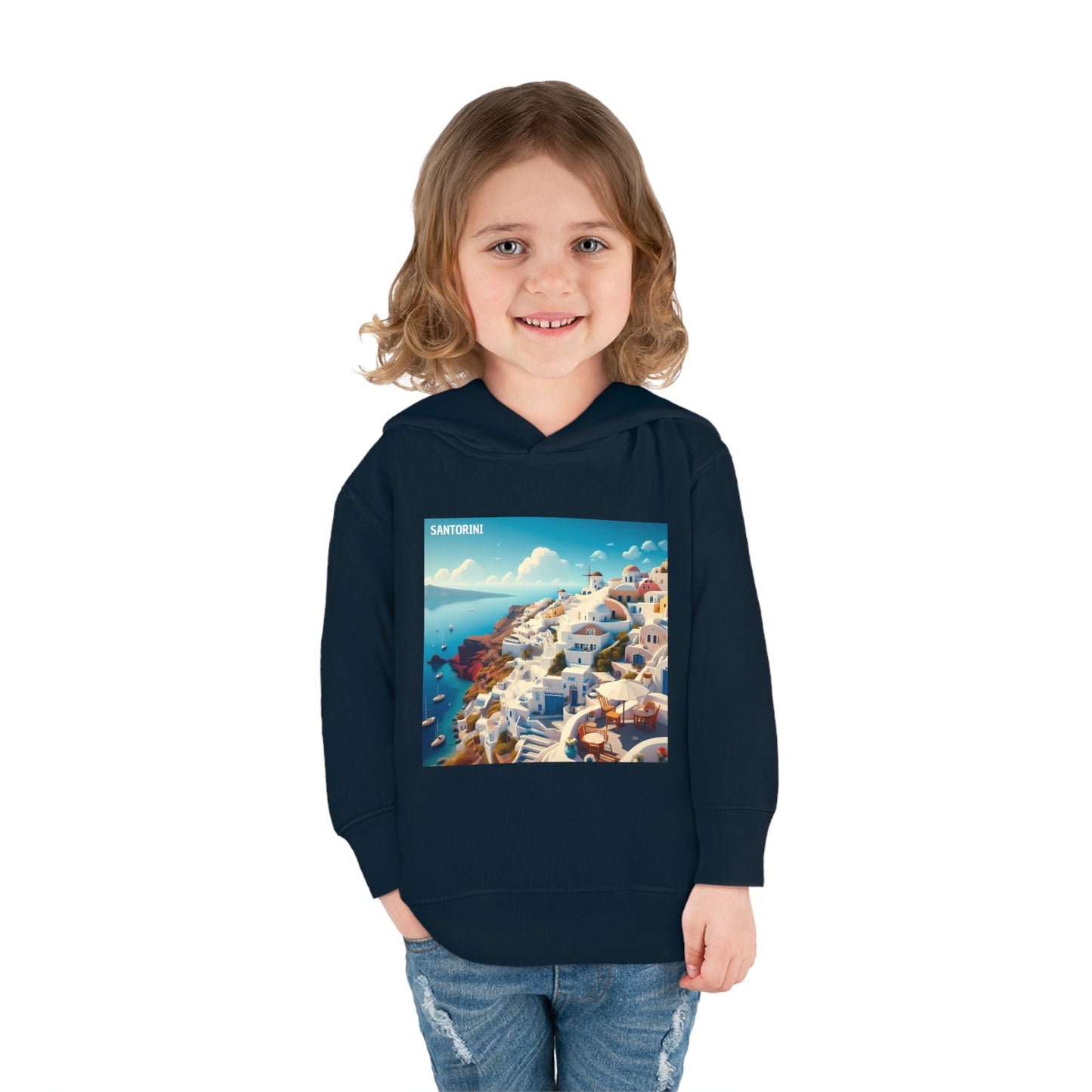 Santorini Oia Disney Pixar Style Toddler Pullover Fleece Hoodie