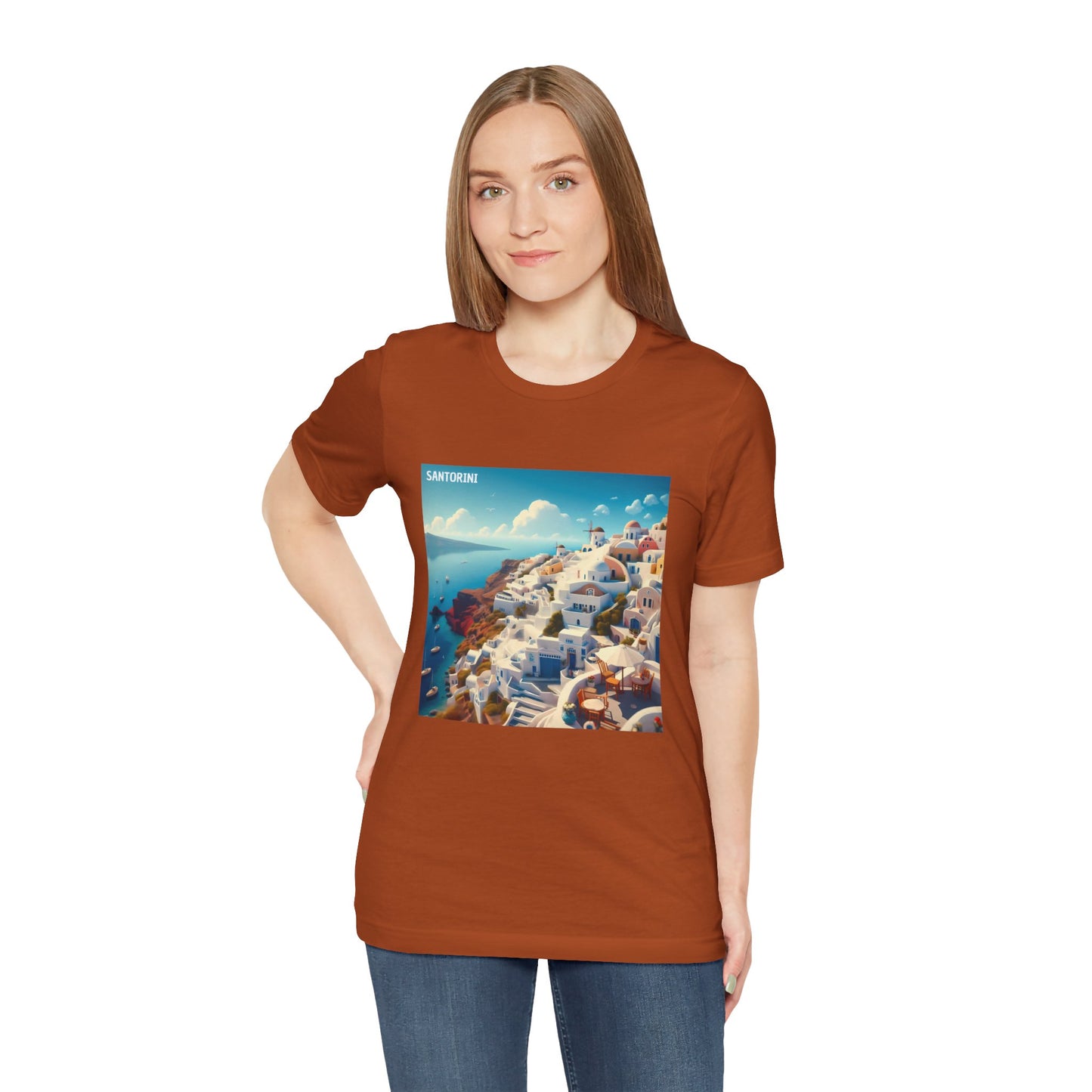 Santorini Oia Disney Pixar Style Jersey Short Sleeve Tee