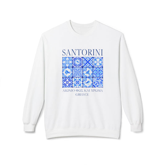 Santorini Greece Vintage Mosaic Graphic Sweatshirt