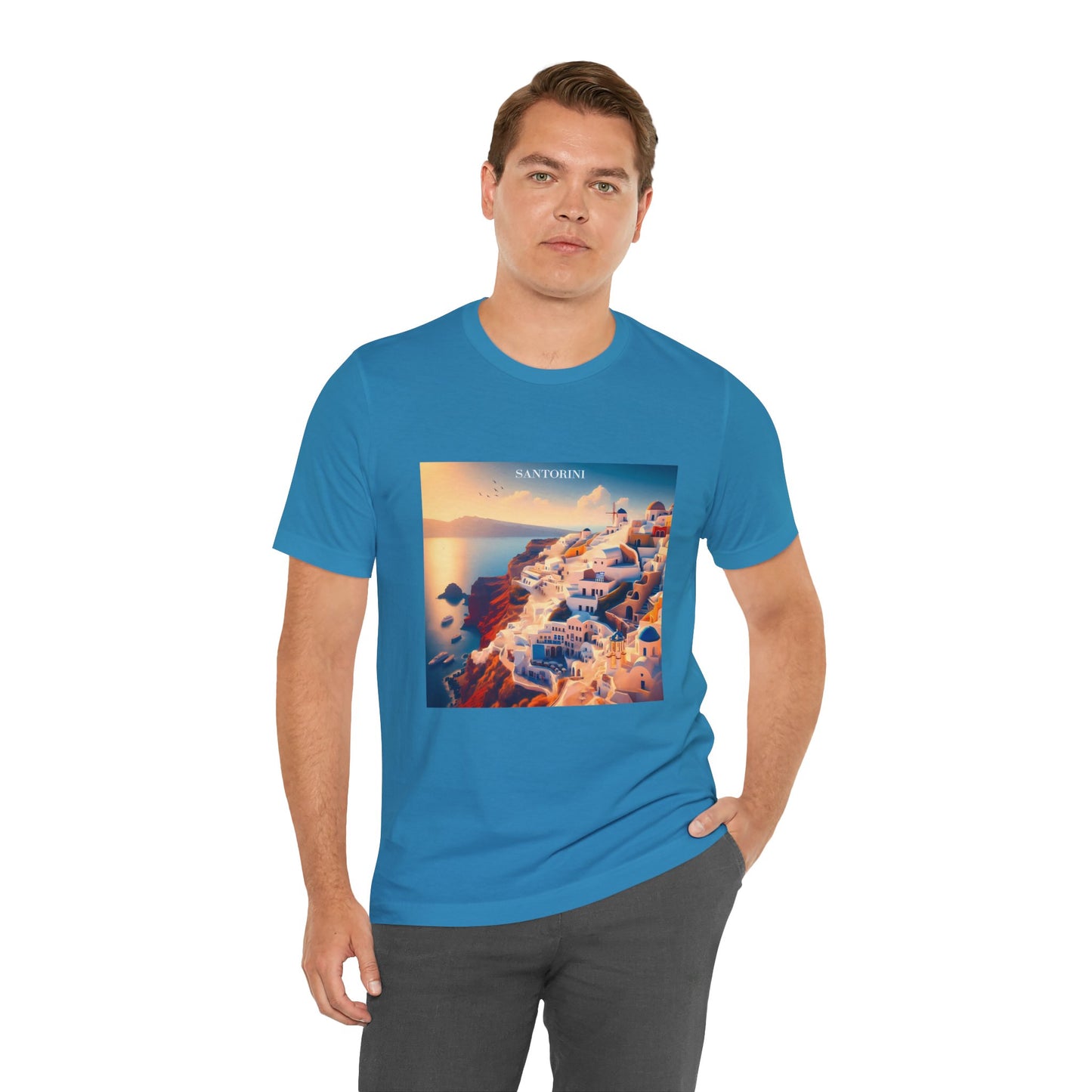 Santorini Sunset Disney Pixar Style Jersey Short Sleeve Tee