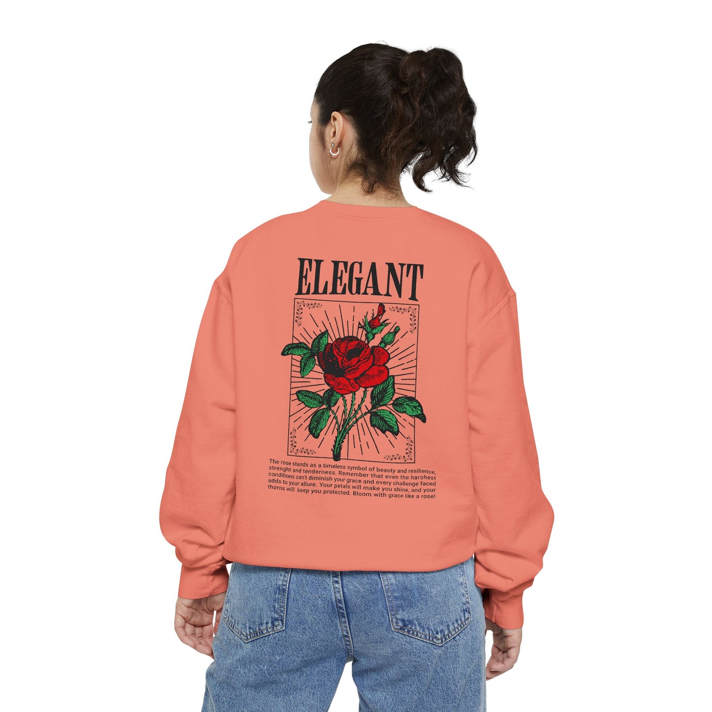 Elegant Rose Garment-Dyed Sweatshirt