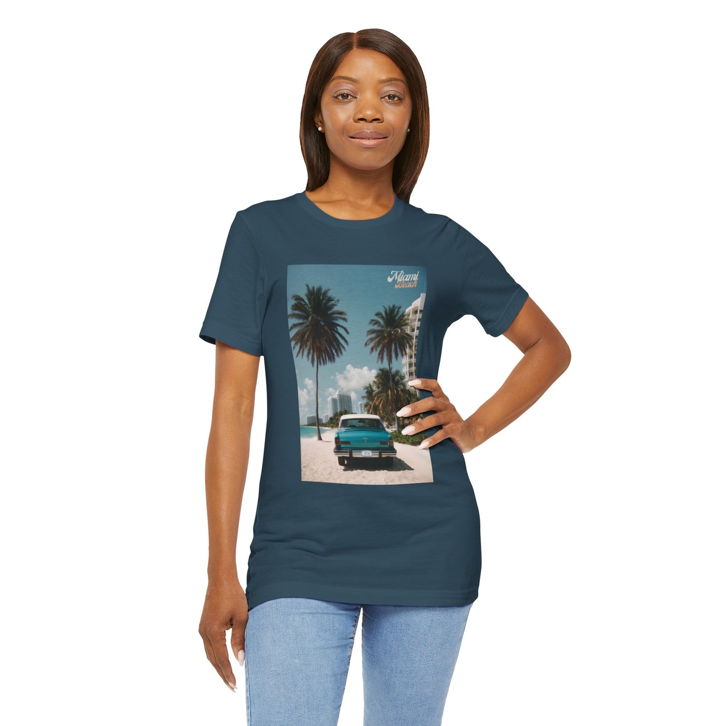 Vintage Car Miami Beach Jersey Short Sleeve Tee