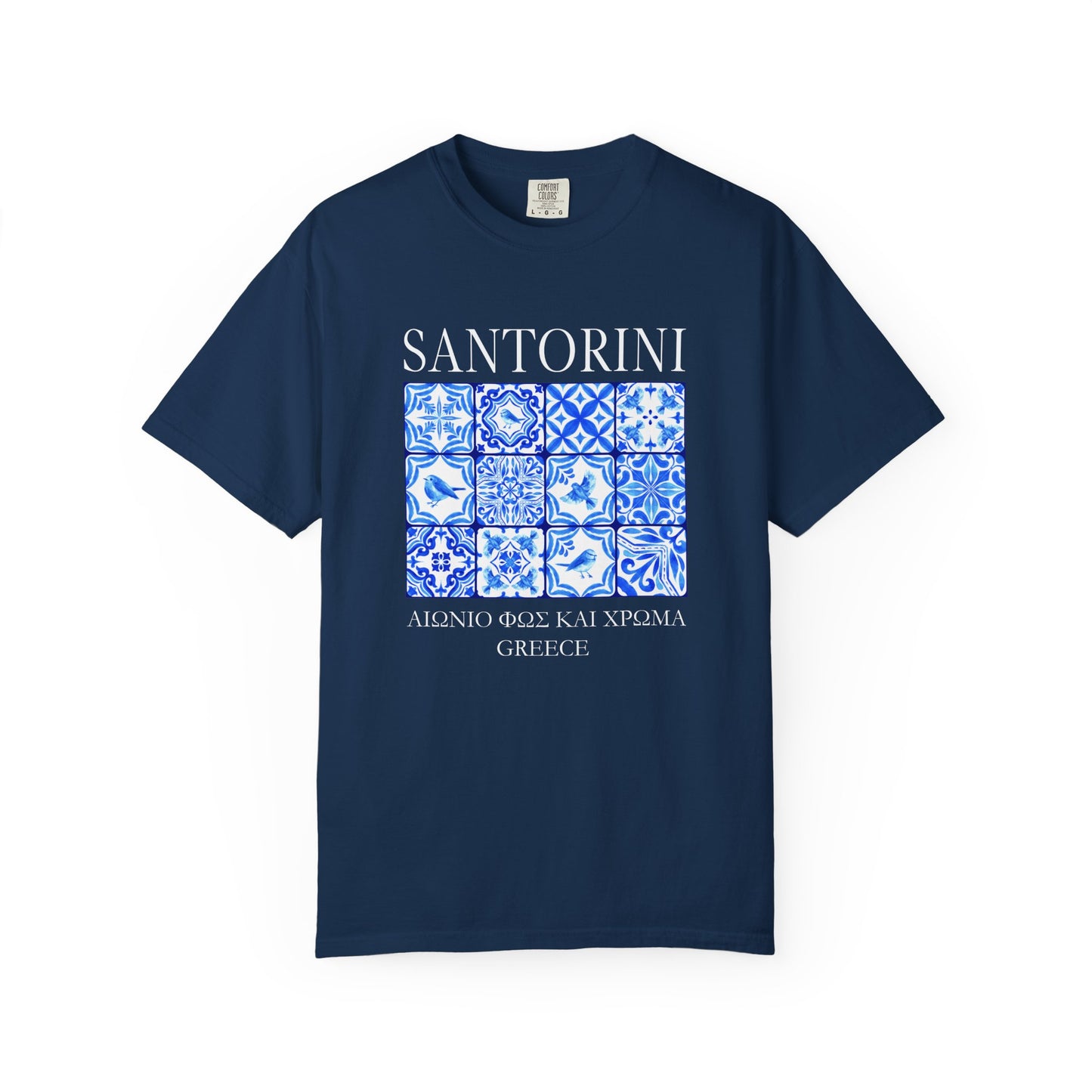 Santorini Vintage Mosaic Graphic T-Shirt - Greece Travel Tee