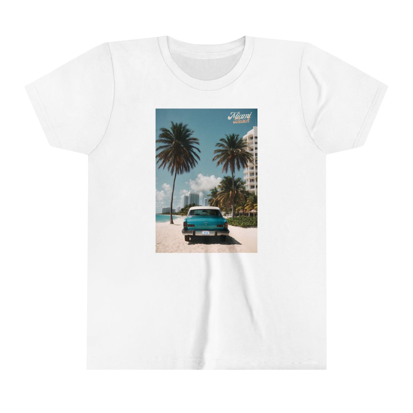 Vintage Car On The Beach Youth Short Sleeve Tee