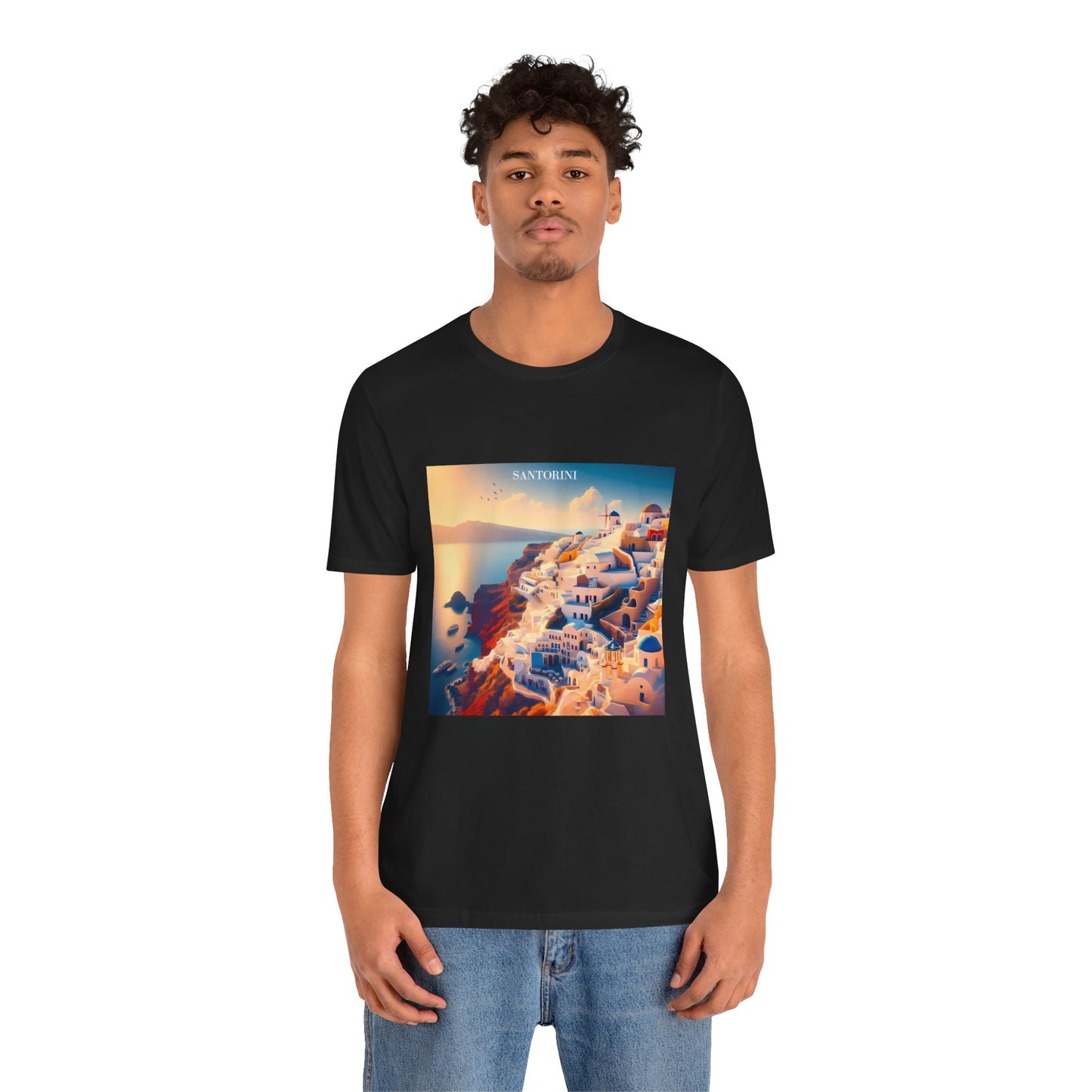 Santorini Sunset Disney Pixar Style Jersey Short Sleeve Tee