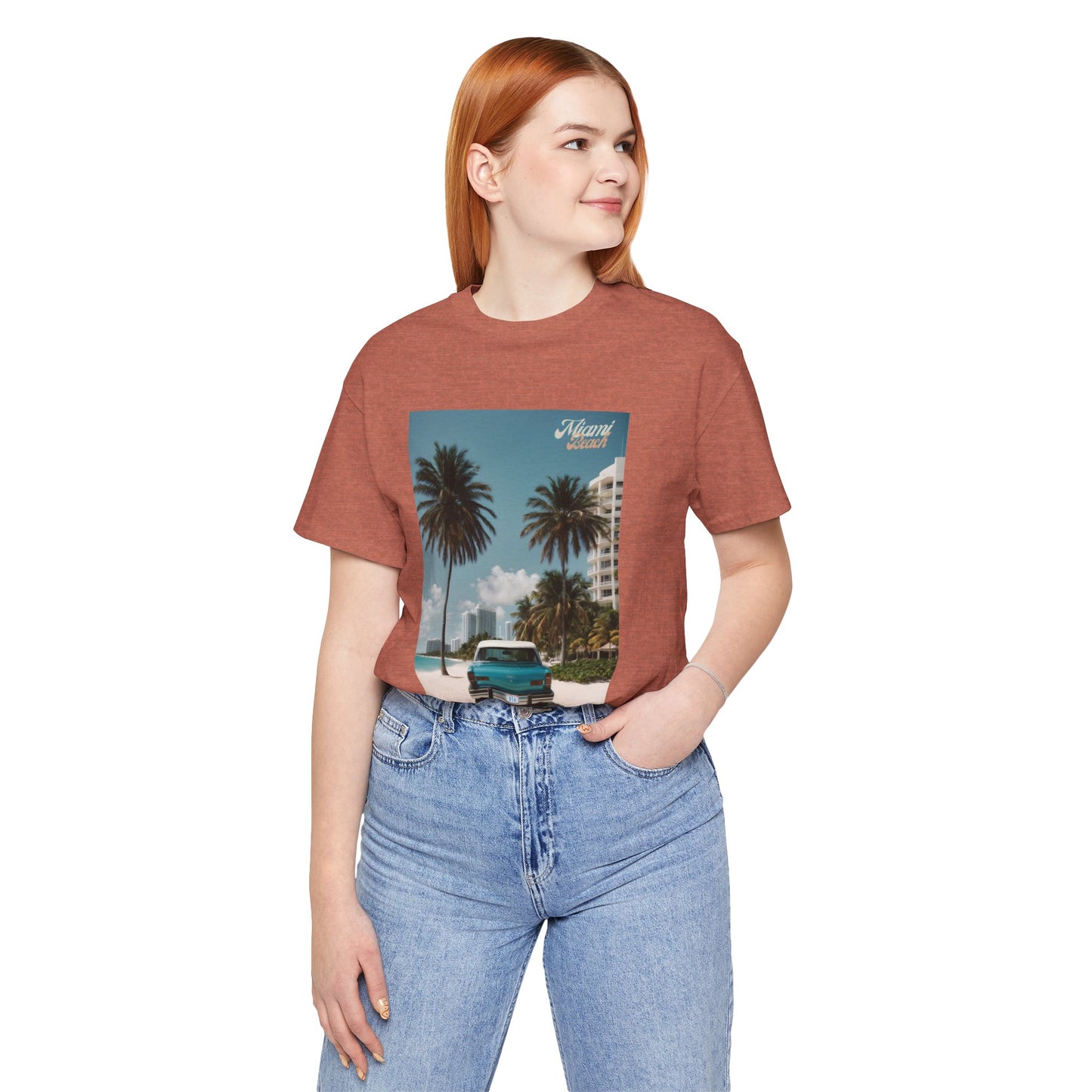 Vintage Car Miami Beach Jersey Short Sleeve Tee