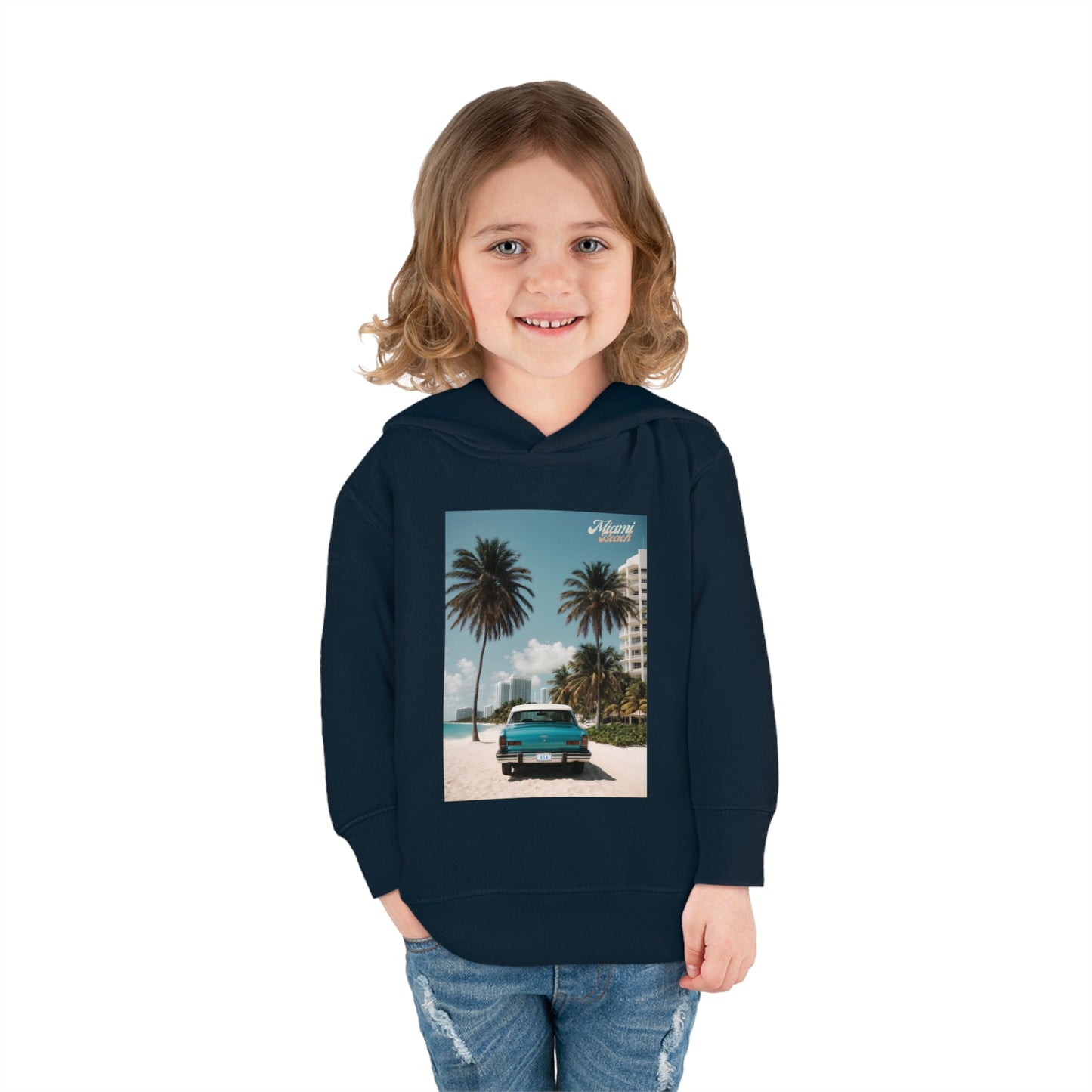 Vintage Car On The Beach Toddler Pullover Fleece Hoodie