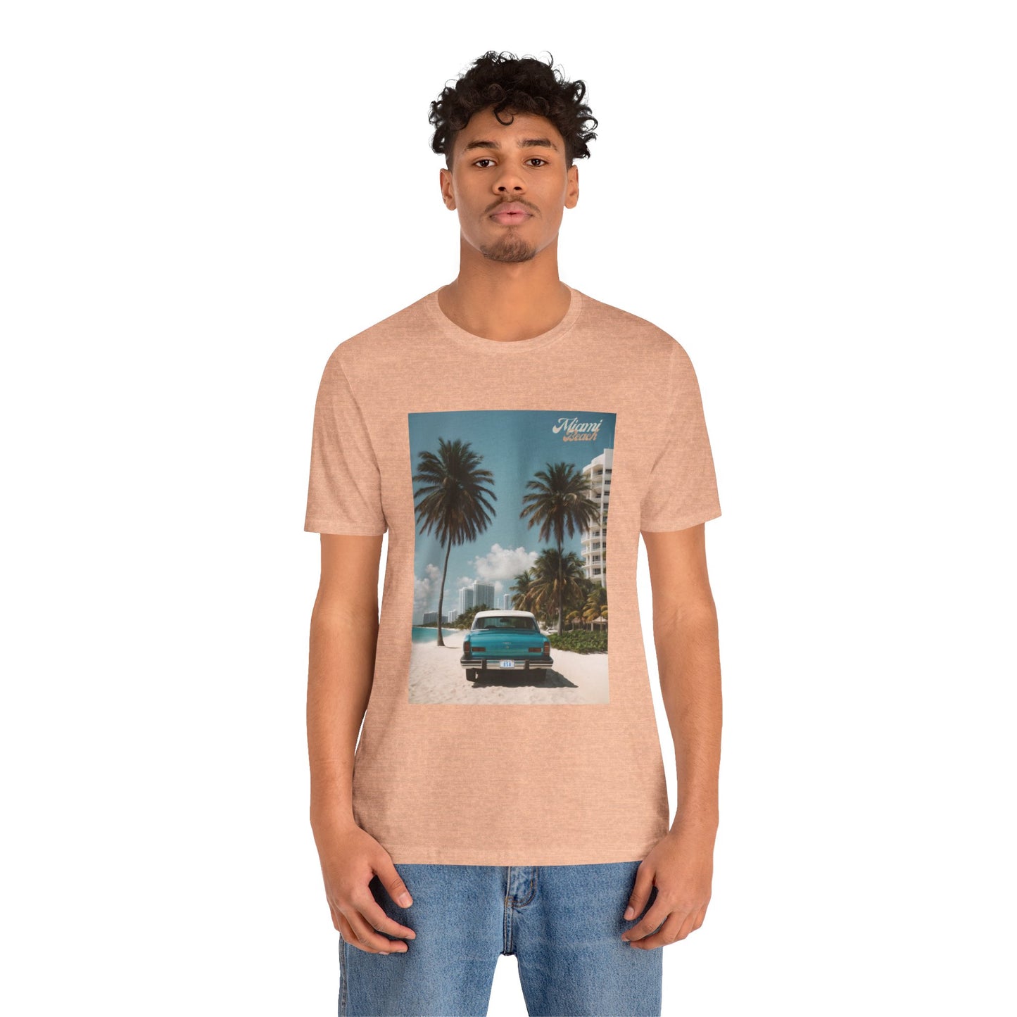 Vintage Car On The Beach Jersey Short Sleeve Tee