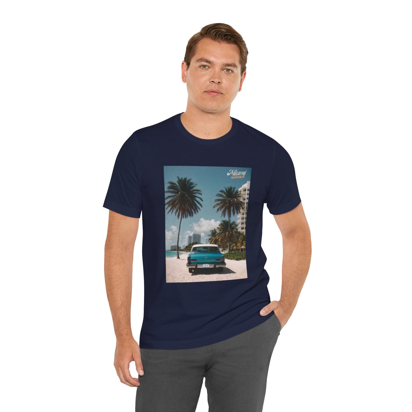 Vintage Car On The Beach Jersey Short Sleeve Tee