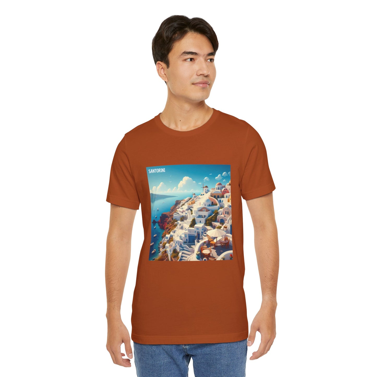 Santorini Oia Disney Pixar Style Jersey Short Sleeve Tee